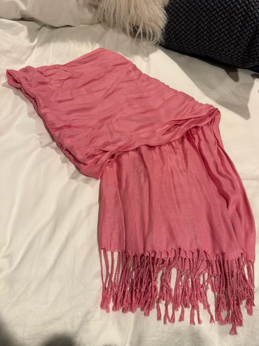 Soft Pink Fringed Scarf - Women Accessories